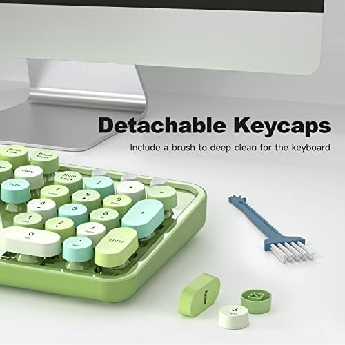 Teclado do computador com fio Knowqt - Teclados verdes de teclado redondo colorido em tamanho real para Windows, Laptop, PC, Desktop, Mac