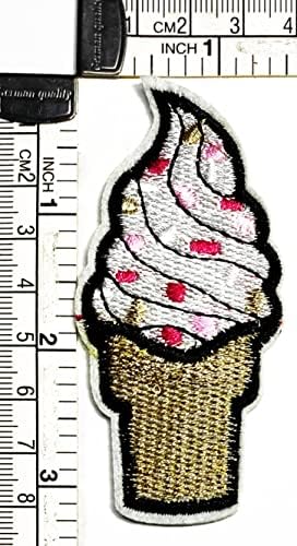 Kleenplus 3pcs. Adesivo de sorvete branco adesivo bonito bordado de desenho de sorvete de ferro em tecido Appliques