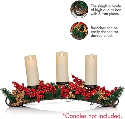 Ornatividade Decora de Natal de Ornatividade - Decorações de peças centrais com temas de vela com temas de Natal com bagas