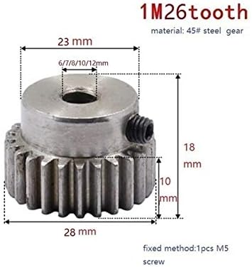 Indústria MKSIWSA 1 Modulus 26T Metal Gears 6/7/8/10/12 engrenagens de redução de latão para o eixo principal engrenagem