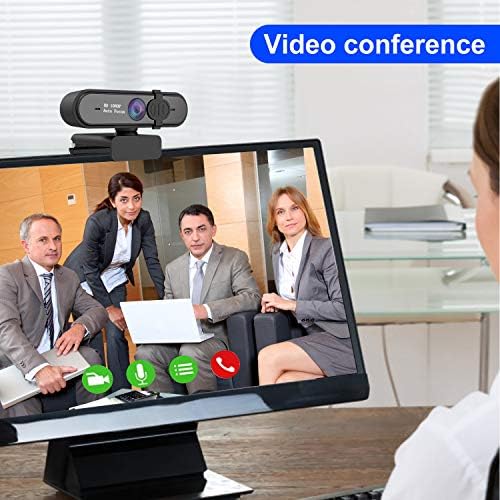 Webcam Full HD 1080p com microfone, conexão USB/foco automático/plug e reproduza webcam de transmissão ao vivo para chamadas de vídeo, reunião, zoom, skype, FaceTime
