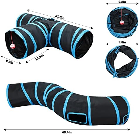 Túnel de gato colapsível de 2pack, túneis de gatos para gatos internos Pet Tunnels 3ways + túneis de coelho do tipo