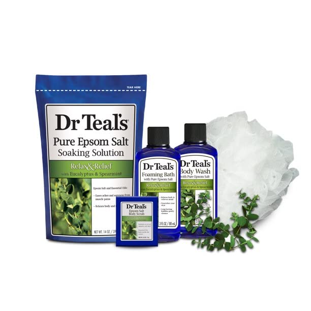 Dr. Teal Epsom Salt Eucalyptus & Spearmint Regime Set com contêiner reutilizável