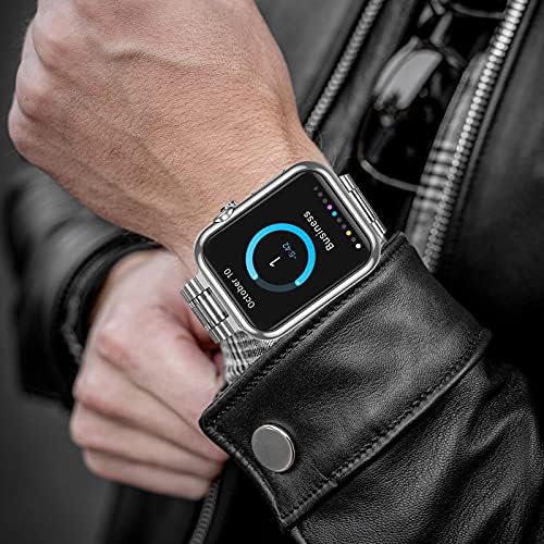 Hallsen Adequado para Apple Watch Band 44mm 42mm 40mm 38mm, Luxa de pulseira de pulseira de pulseira de metal em aço inoxidável