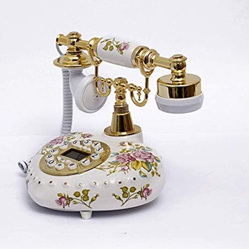 Walnuta Rotary Dial Telefone Retro antiquado telefonea fixo com campainha de metal clássica, telefone com fio para casa e decoração