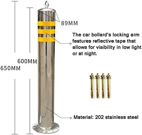 Posto de estacionamento Brewix, barreira de estacionamento, para estacionamento 2 poste de poste para Bollards para conexes de tráfego de aço inoxidável de garagem para uso comercial ou privado estacionamento estacionamento (cor: prata, tamanho: 650x89