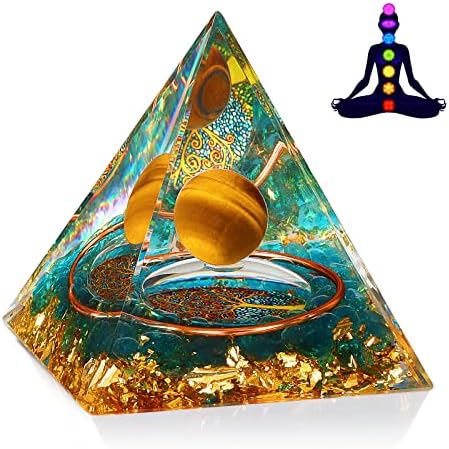 Orgonita Cura de Cristal e Pedra Orgona Pirâmide Esfera de Ouro Vida Árvore Blance Chakras Pirâmide A ajuda a dormir, Proteção