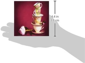 Rikki Knight Vintage Tea Cups com Flowers Design Art Ceramic Tile, 4 por 4 polegadas