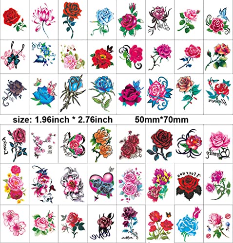 120pcs Tatuagens temporárias adesivas Rose Flower Butterfly Tattoo Fake Tattoo Stickers para crianças adesivos de arte