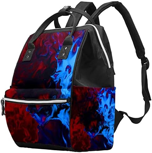 Mochila de viagem Guerotkr, bolsas de fraldas, bolsa de fraldas de mochila, marmoreio abstrato azul vermelho azul