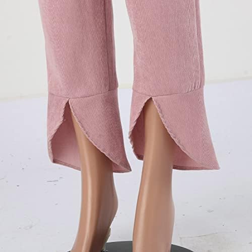 Calças de perna larga para mulheres de cintura alta casual cor de cor sólida casual calças soltas calças retas Bifurced Fit