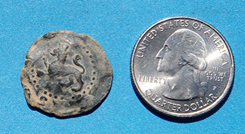Castelo da Espanha e Leão Colonial Caribe Pirata Era Coin Coin Copper Detalhes muito bons