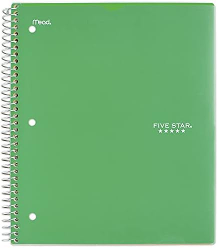 Notebook Spiral Five Star, 1 Assunto, College governou papel, 100 folhas, 11 x 8-1/2 Tamanho da folha, cobertura personalizável, cor selecionada para você, 1 contagem