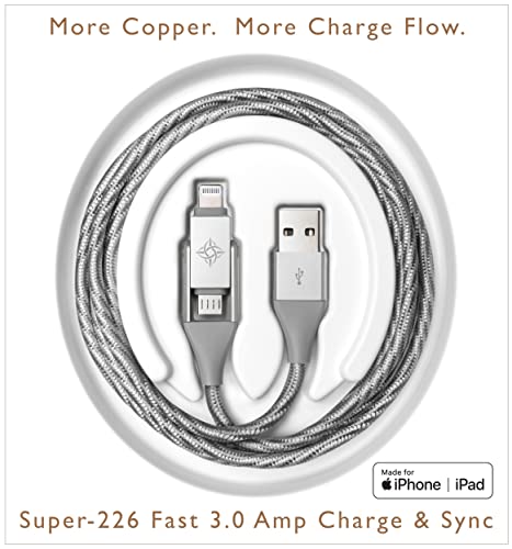 Chimera 3-em 1 MFI Certificado USB para Lightning & Micro Multi-Cable e Fast Charging-Data Cord para acessórios Apple, iPhone,