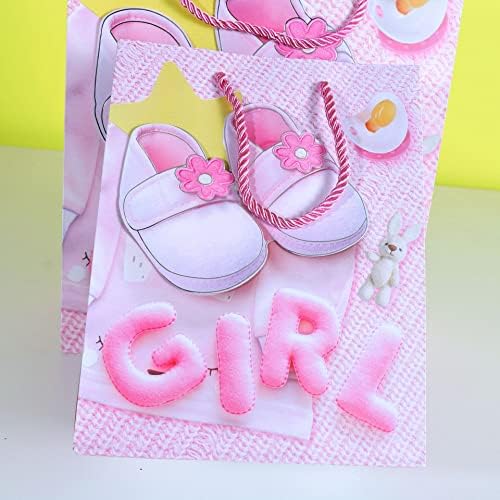 RuifyRay 12,6 Bolsas de chá de bebê 2 pacote, grandes sacolas de presente rosa com alças e papel de lenço para meninas