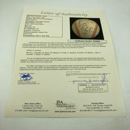 2001 Arizona Diamondbacks World Series Champs Team assinou W.S. Baseball JSA COA - Bolalls autografados