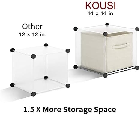 Kousi portátil Cubos -14 x14 Cubo -mais prateleiras de cubos estáveis ​​com portas, unidades de estante de livros modulares