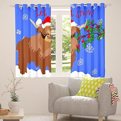Cortina de tema de Natal marrom cortinas de vaca marrom cortinas de janela de desenho animado cortinas de janela para