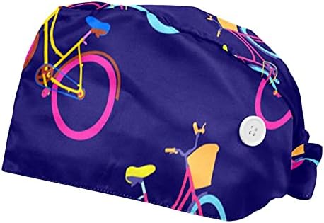 2 embalagens Bicicleta Bicycle Padrão Capinho de trabalho ajustável com Button Band para enfermeiros Mulheres Chapéu