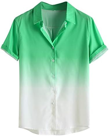 Camisas casuais de verão UBST para homens de manga curta praia de verão gradiente de retalhos