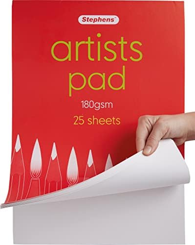 Stephens Artists Pad, A3, Gum Bound, 180gsm, 25 folhas brancas, para casa, escola, artistas profissionais, faculdade, desenho técnico,