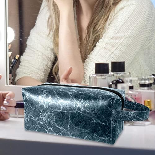 Bolsa de viagem de higiene pessoal, organizador de viagens de bolsa de maquiagem resistente à água para acessórios para acessórios, mármore de mármore moderno azul cinza