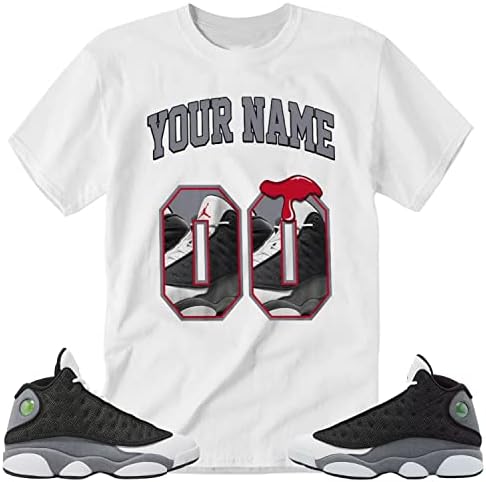 Nome personalizado e camiseta numérica para jor.dan 13 Flint preto, camisa combinando para tênis Retro 13s Preto Flint Presente para fãs de tênis