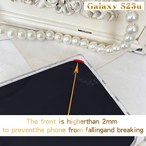 Caixa de bling square walaivgne para Samsung Galaxy S23 Ultra ， Caixa de telefone transparente com brilho com sparkle shinestone