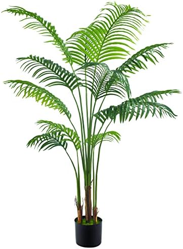 Palma de palmeira de cana de ouro artificial 2packs 4feet Faux Plant for Home Decor Indoor Outdoor Faux Areca Palm.