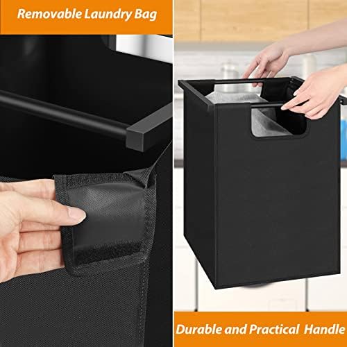 Cesto de lavanderia preta com prateleira de roupas sujas de roupas de roupa de roupa com saco removível Small Corrente