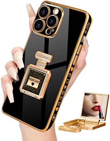 Buleens para iPhone 13 Pro Case com Metal Perfume Bottle Mirror Stand, Casos de coração feminino para mulheres fofas para iPhone