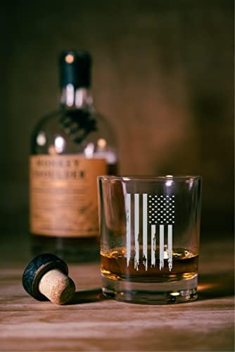 Principal St. Presentes Vertical American Flag Whisky Glass Conjunto - 11 onça de rochas Glass - Quatro designs