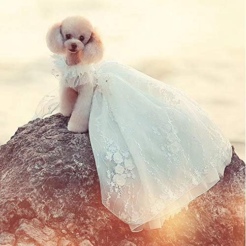 Vestido de cachorro de estimação de estimação vestido de noiva para cães para cães pequenos de cães pequenos de bordados