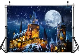 Lycgs 6x4ft Halloween Caso-pano de cenário Magic Castle School Backdrop Wizard Background Night Moon Benns Birthday
