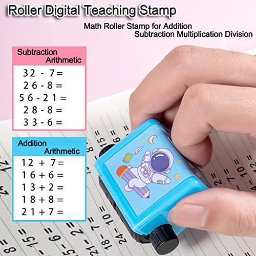 4PCS Stamp Roller-Roller-Roller de selo de ensino digital, carimbo de rolo de matemática para adição de multiplicação