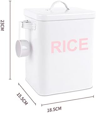 GOOBIX Square Metal Rice Flour Food Sundries Sundries Cozinha Lata de lata de arroz Bucket Bucket Bucket com colher 5kg/11lb
