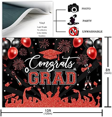 Avezano Graduação cenário parabéns Decorações de festa de graduação Red e Black Class de 2023 Photoshoot Background Parabenize