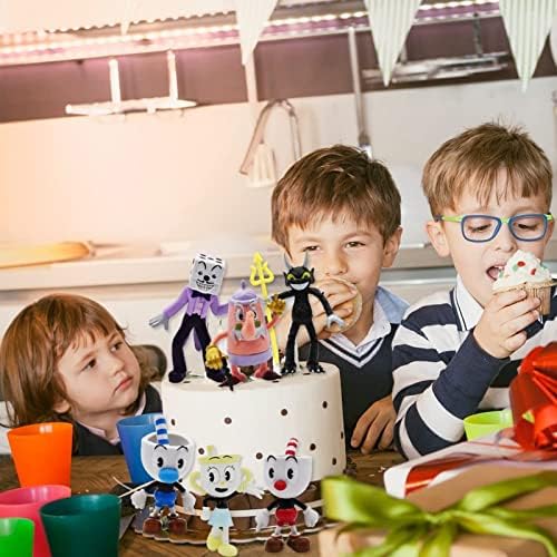 6pcs Copo-cabeça de ação Figuras de brinquedos colecionáveis ​​Toys Toppers Supplies de festa para crianças Decoração de festa de bolo de aniversário infantil