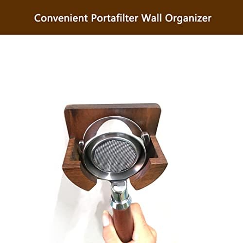Portafilter de cafeterfilter rack de parede, suporte de filtro de café de madeira decoração de decoração de parede Organizador