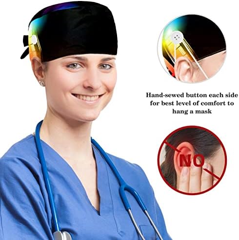 Capas de tampa médica Capinha de trabalho ajustável com botões e cabelos de cabelos de arco Padrão de cães de cachorro