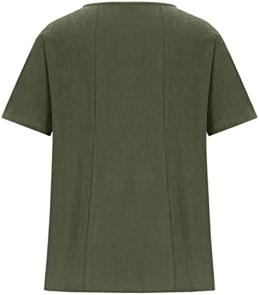 Camisetas de linho de algodão de grandes dimensões para mulheres plus size butão de manga curta Tops