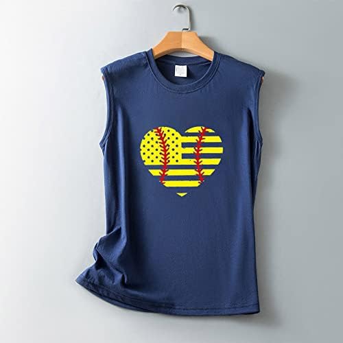 Camisa de beisebol feminina American Flag Heart Print Top 4 de julho Camisetas patrióticas Casual Tamas de manga curta casual