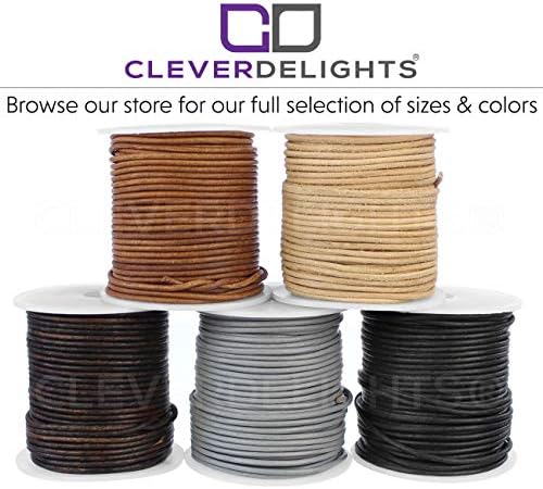 Lights CleverDelights Brown Cordão de couro genuíno - 1/16 Round - 25 pés