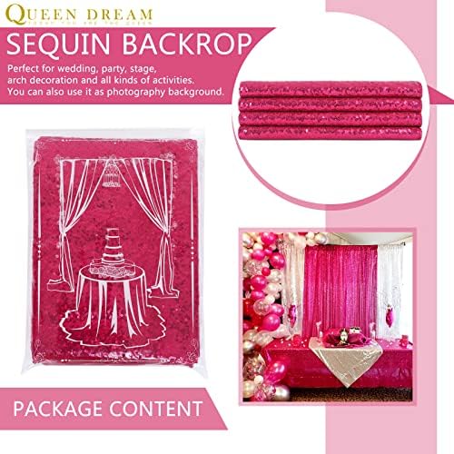 Pano de fundo de lantejoulas rosa quente 2 painéis de 2ftx8ft cortinas de pano de fundo de fotos de fundo de brilho para decorações