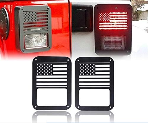 Hooke Road JK Tail Light TailLight Guard US Flag Cage compatível com Jeep JK Wrangler & Wrangler Unlimited 2007-2018 - Par
