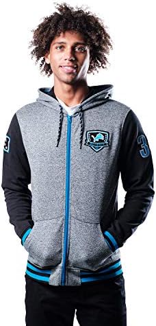 Ultra Game NFL Mens Full Full Zip Soft Fleece Hoodie Letterman Varsity Jacket