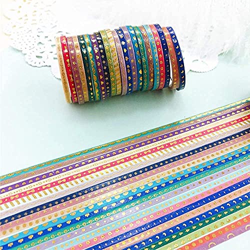 Yuna 23 Rolls Washi Fita Conjunto, fita adesiva de máscara decorativa magro de ouro, fita de scrapbook para projetos de arte artesanal