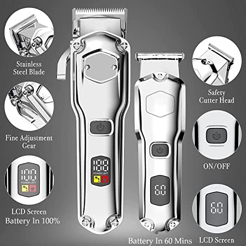 Mayit Hair Clippers for Men, 2pcs Profissional Ajuste Cabelo Ajuste Clipper LCD Trimmer para homens barbearia
