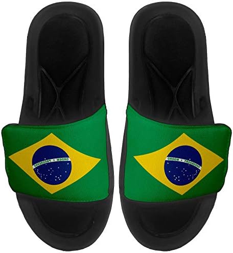 Sandálias/slides de slides/slides expressos para homens, mulheres e juventude - bandeira do Brasil - Bandeira Brasil