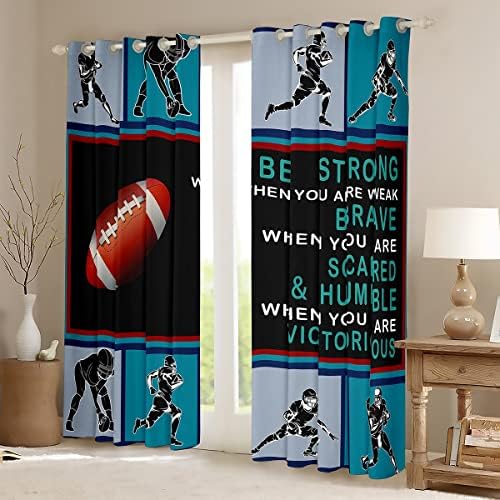 Cortinas de futebol erosebridal 38x54 polegadas, cortinas de blecaute de rugby para crianças meninos jovens, cortinas de caça de bola